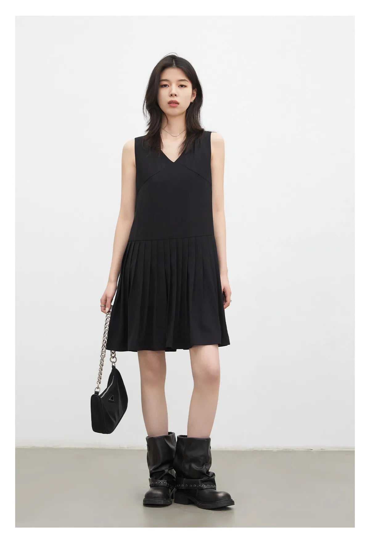 CHIC VEN Fashion Women Dresses Solid A Line Loose Casual V-neck Sleeveless Female Dress Mid-length Spring Summer 2026