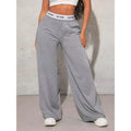Women's Fashion Pants High Waist Webbing Loose Women's Wide Leg Pants Solid Colour Casual Female Pants Autumn Daily Wear