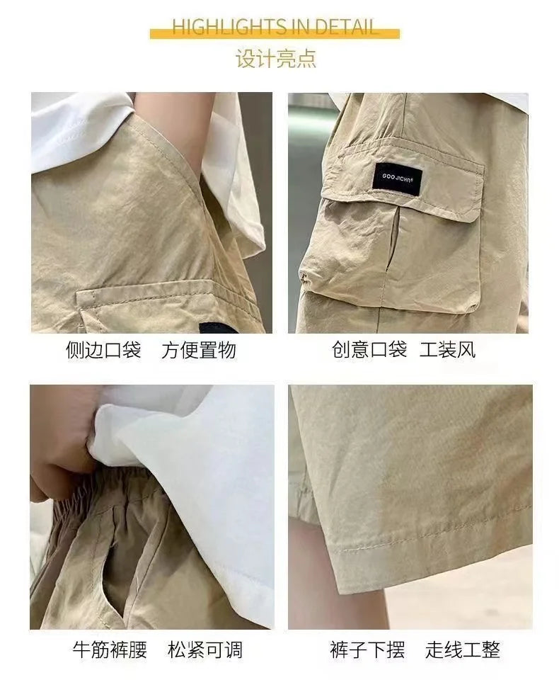 3-14 Years New Fashion Summer Boys Shorts Cotton Big Pocket Half Trousers For Kids Children Outdoor Sport Pants