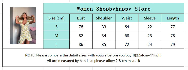 Elegant Floral Printed Mini Dress Women V-neck Short Sleeves Waist-cinching Ruffle Hem Dresses 2026 Lady Summer Vacation Gowns