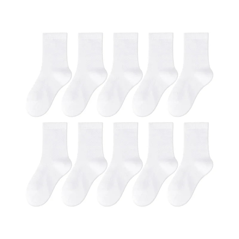 Children's pure cotton seamless socks,mesh thin mid-calf style for summer, suitable for students to wear to school, for sports