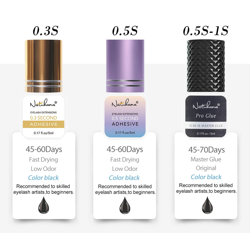 Professional 5ml 0.3S 0.5S 1S 2S 3S Eyelash Glue Fast Drying Strong False Eye Lash Extension Glue Adhesive