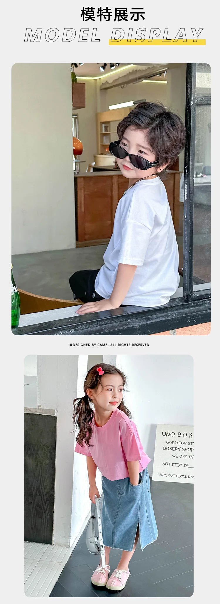 Summer Children's Short Sleeved T-shirt New Fashion Kids Shoulder Down T-shirt Top Cotton Trendy Student  Tee 2-12 Years Old