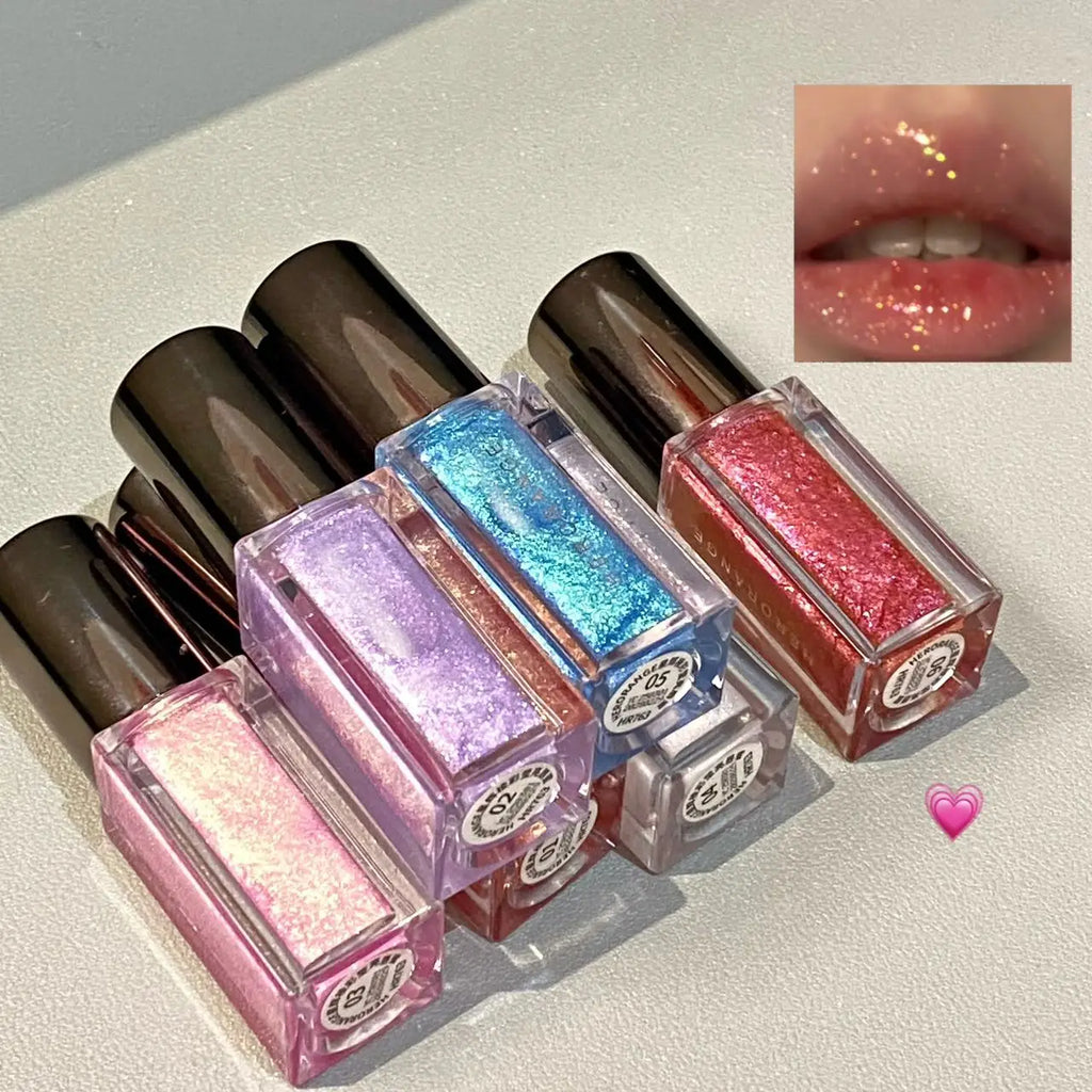 Herorange Starlight Radiant Lip Gloss Pearlescent Fine Shimmer Long-Lasting Moisturizing Non-Fading Non-Sticky Clear Watery Lip Glaze