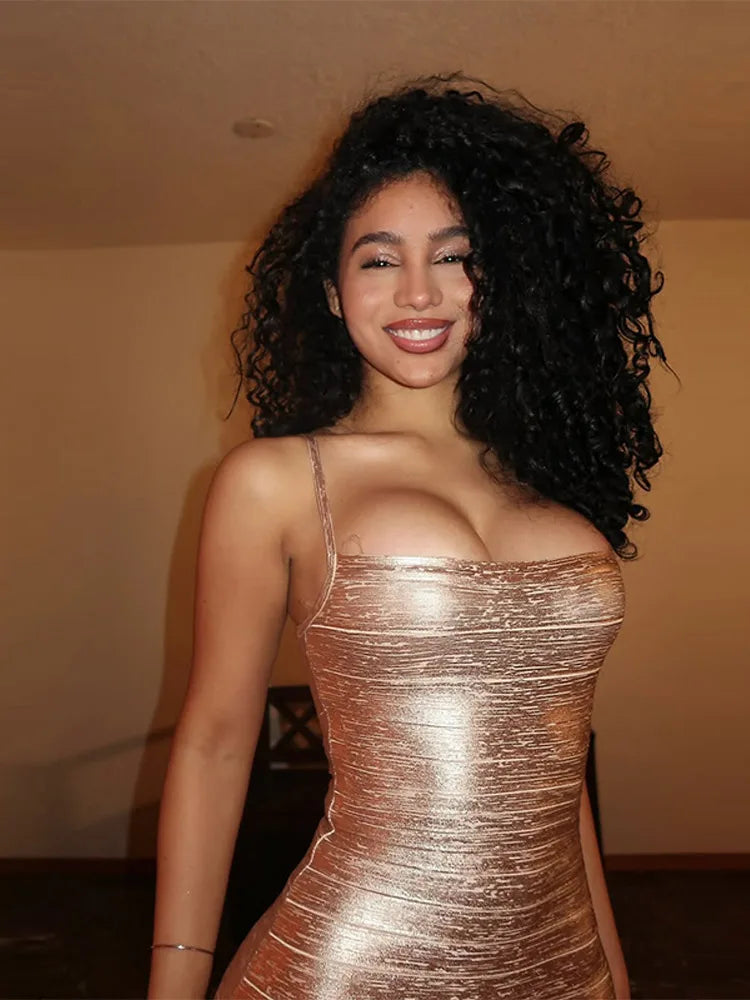 Metallic Shimmer Spaghetti Strap Sweetheart Neck Maxi Dress Bodycon Bandage For Women Night Out Party And Evening Wear