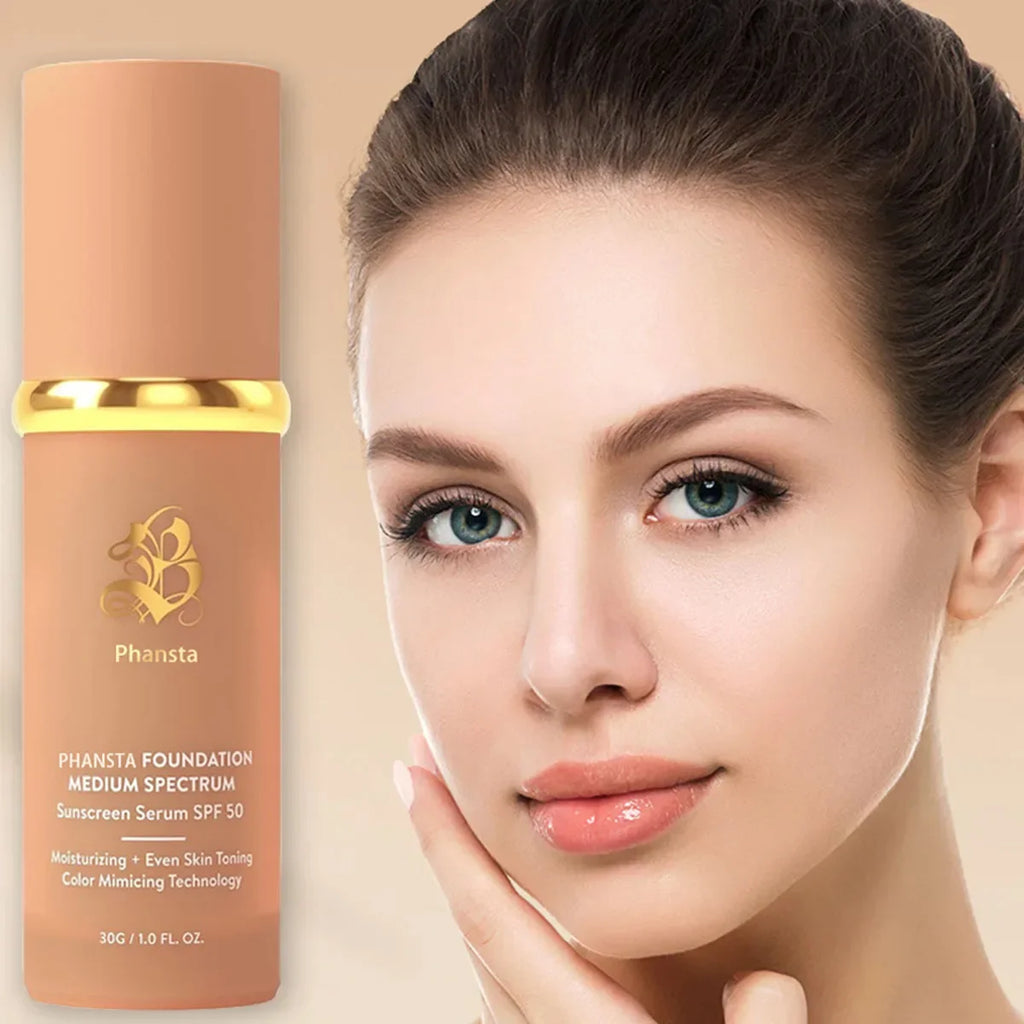 4 in 1 Foundation Liquid Hydrating Medium Full Coverage Concealer SPF 50+ Longwearing Waterproof Foundation Natural Face Makeup