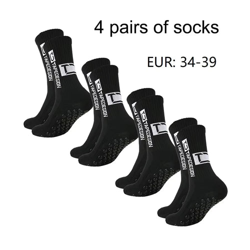 1/4/6 parirs of size 36-40 Children's and Women TC mid tube glued football non slip socks for sports training and competition