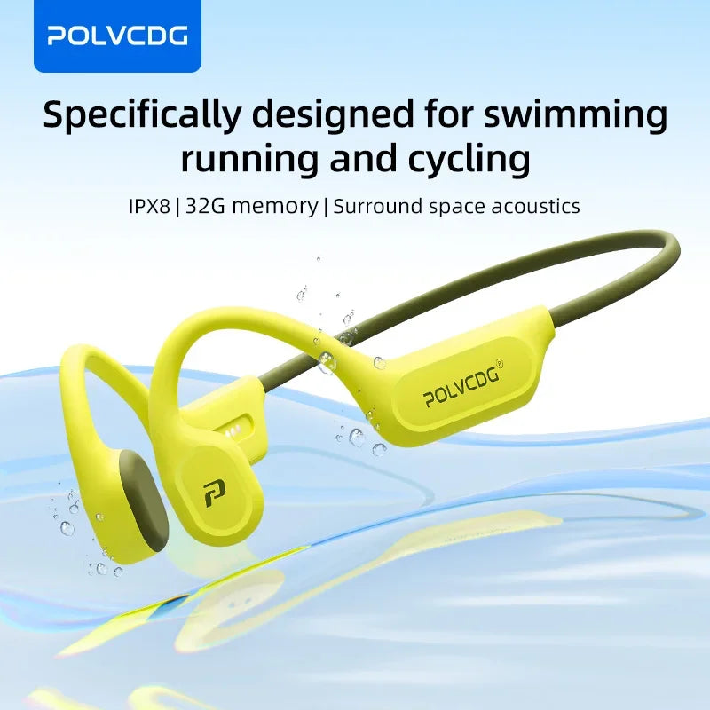 POLVCDG X9 Bone Conduction Earphones IPX8 Waterproof Open Swimming Earphones 32G Ear Hanging Earphones Tennis Running Cycling
