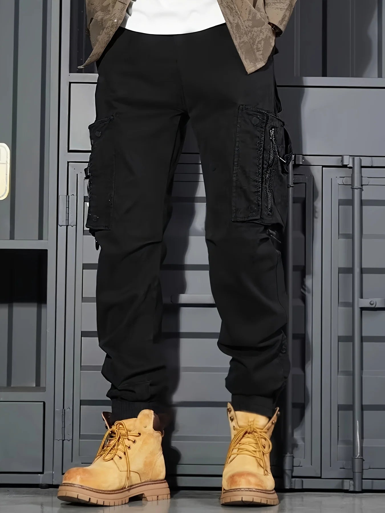 Multi-pockets Ribbons Bandage Tactical Techwear Cargo Pants Mens Harajuku Punk Hip Hop Joggers Pantalons Casual Streetwear