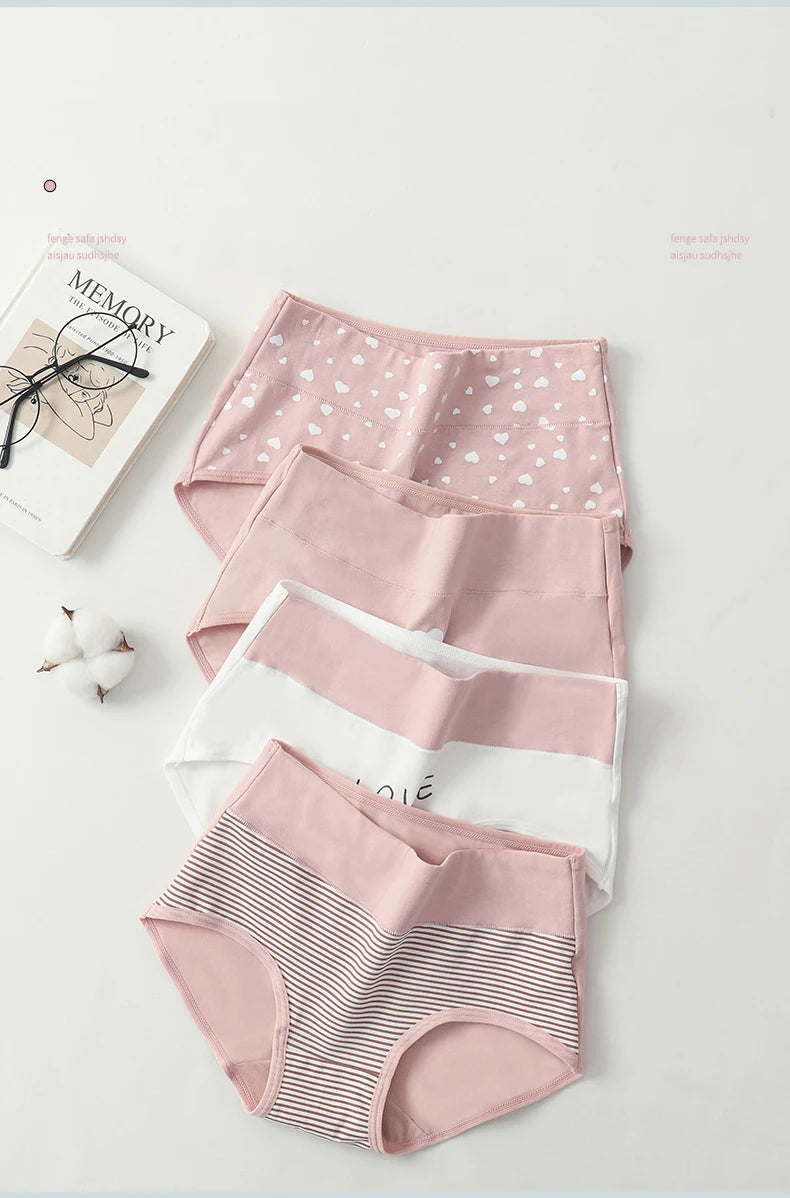 4Pcs Plus Size M-5XL Panties Women Cotton High Waist Slimming Underwear Seamless Girls Briefs Sexy Female Breathable Lingerie
