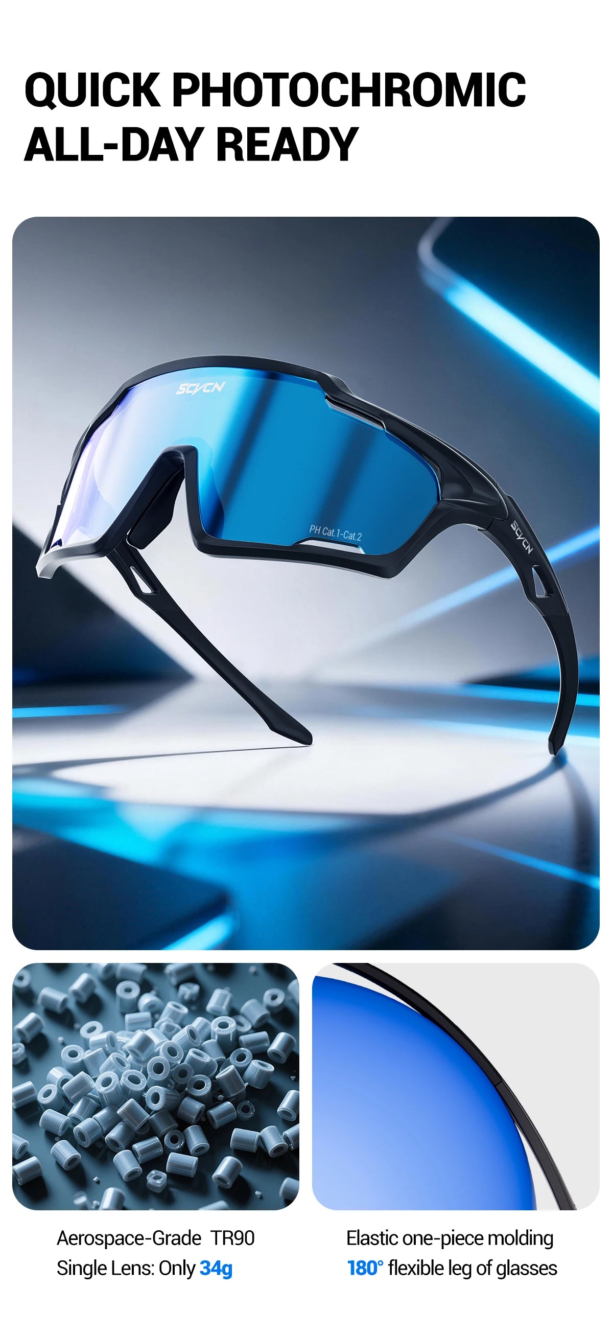 SCVCN Photochromic Sunglasses for Man Cycling Glasses MTB Riding Skating UV400 Fishing Goggles Woman Bike Bicycle Baseball 2026
