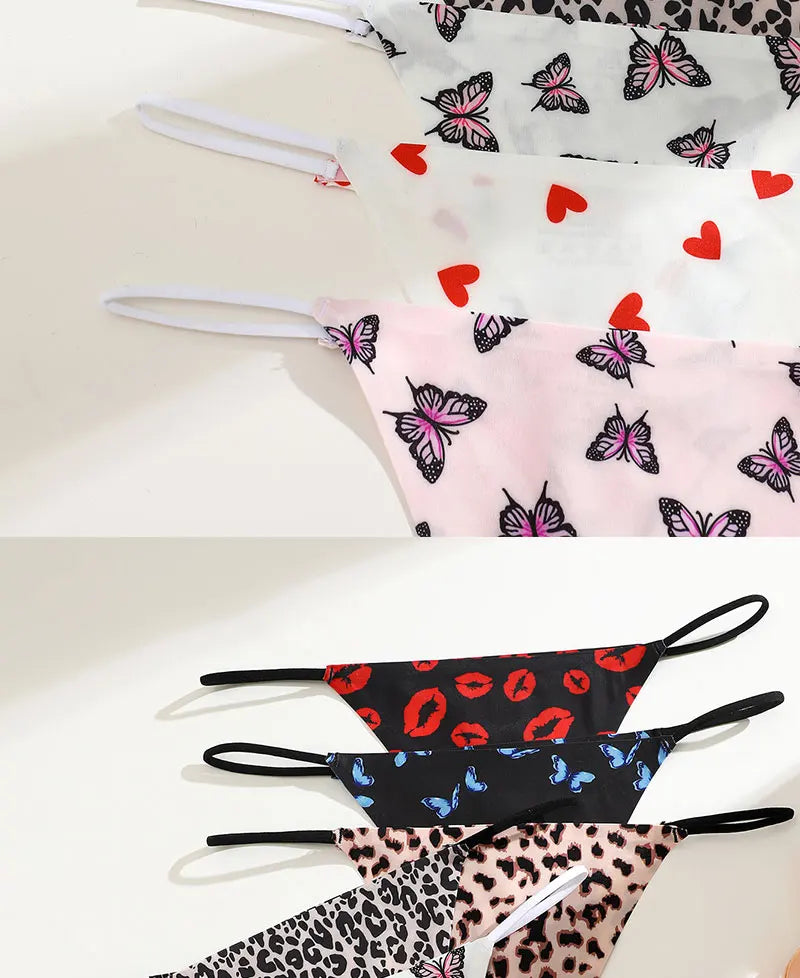 FINETOO 4PCS Seamless Thong Women Thin Strap Low Waist High Flexibility Panties Sexy Underwear Ladies Briefs T-back Comfortable