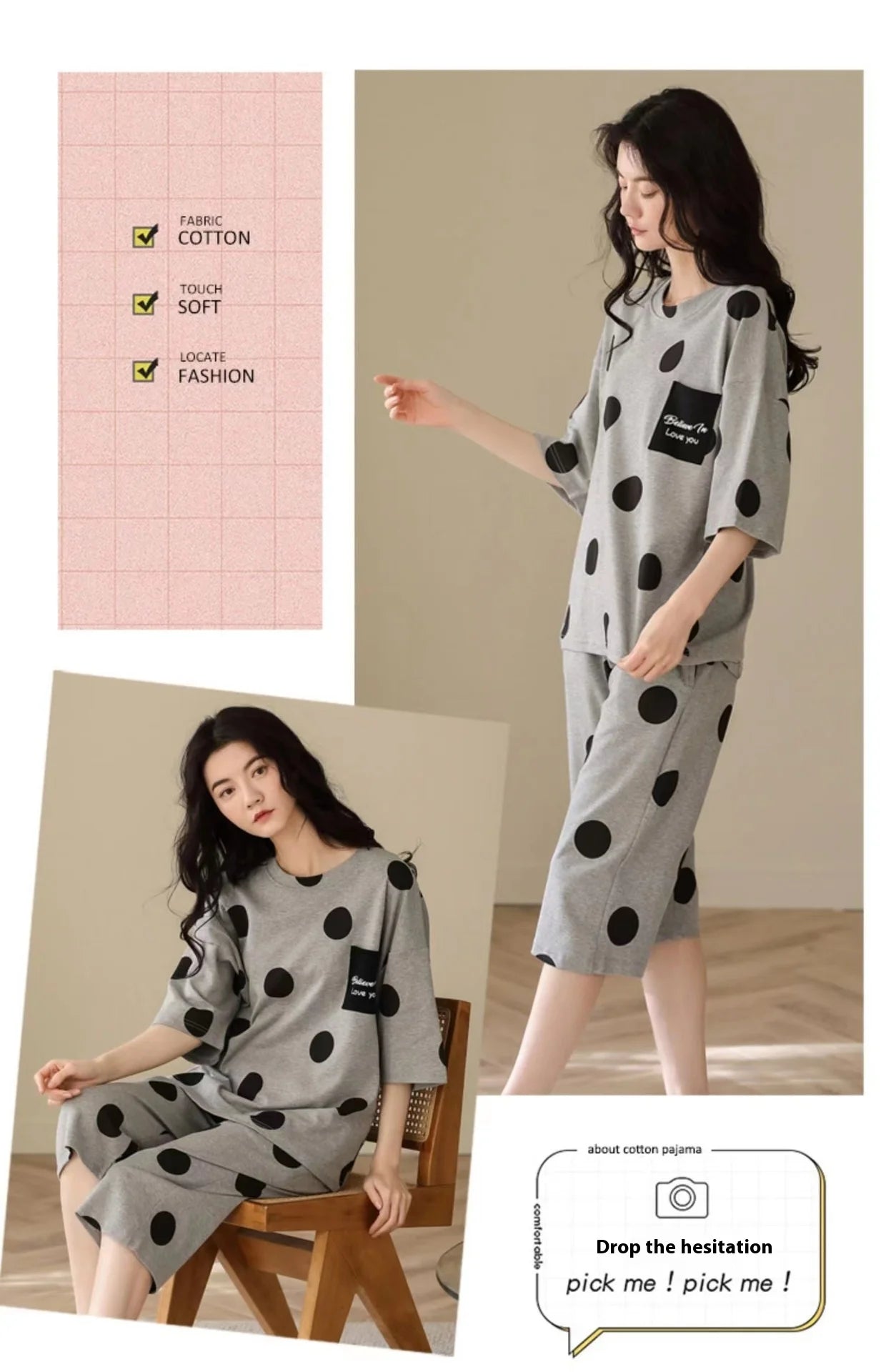 Women Pajamas Sets Plus Size Summer Silk Sleepwear Ladies Thin Short-Sleeved Seven Pants O-Neck Casual Cat Home Wear Night Wear