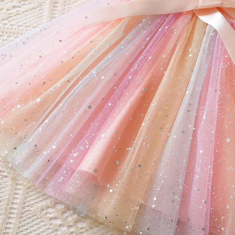 K-Pop Hunters Zoey Mira Rumi Girls Flying Sleeves Bow Sequin Dress Kids Baby Girl Birthday Party Fluffy Tutu Princess Dress 1-5Y