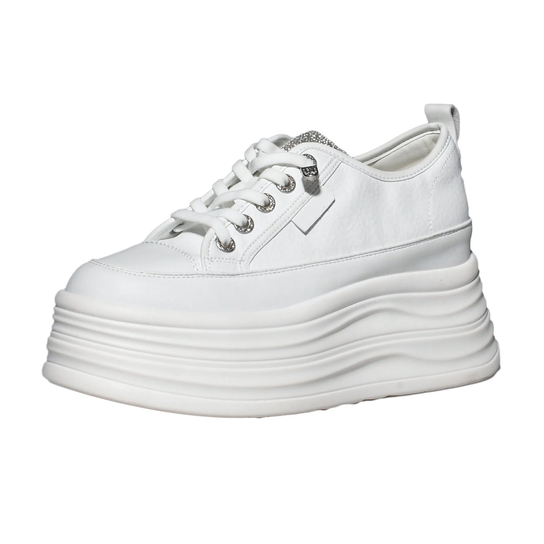Fujin 9cm 3 inch comfortable platform sneakers for women Genuine Leather Women Vulcanized Shoes Platform High Heels Casual Shoes