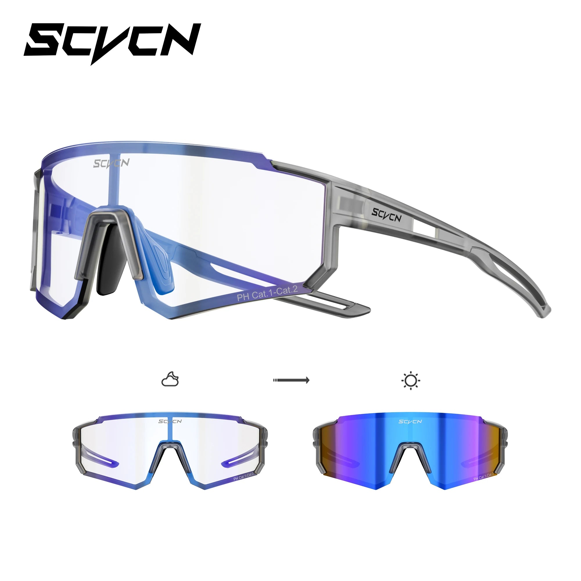 SCVCN Photochromic Hiking Eyewear Cycling Glasses Sports Sunglasses for Women Outdoor Road  MTB Bike Glasses UV400 Men Windproof