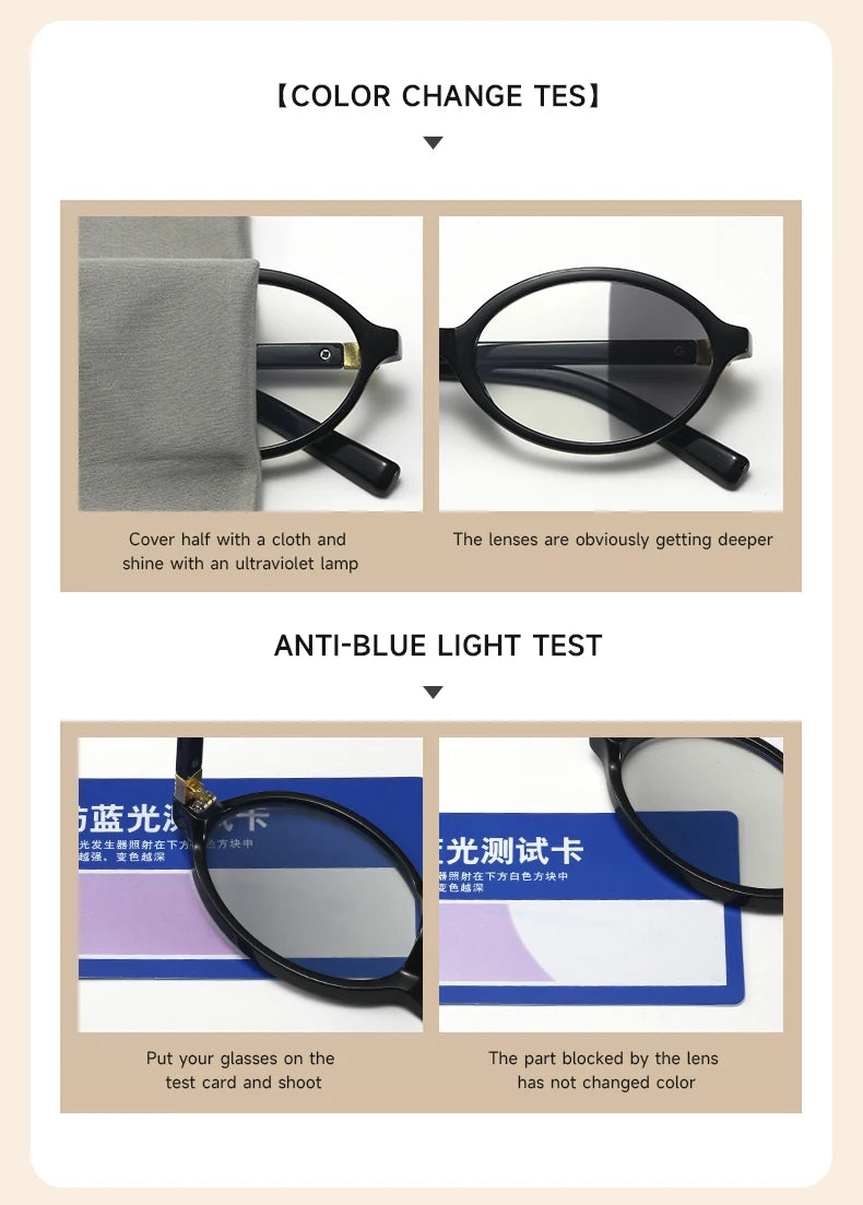 2025 BEAU FIVE New Women's Retro High-End Oval Frame Photochromic Glasses - Slimming and Suitable for Natural Looks F102