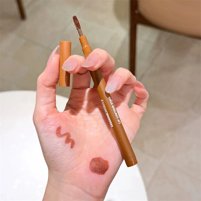 8Color Lip Liner Pen Set Long-Lasting Waterproof Sweatproof Easy Coloring Non-fading Color Rendering Lip Gloss Set Beauty Makeup