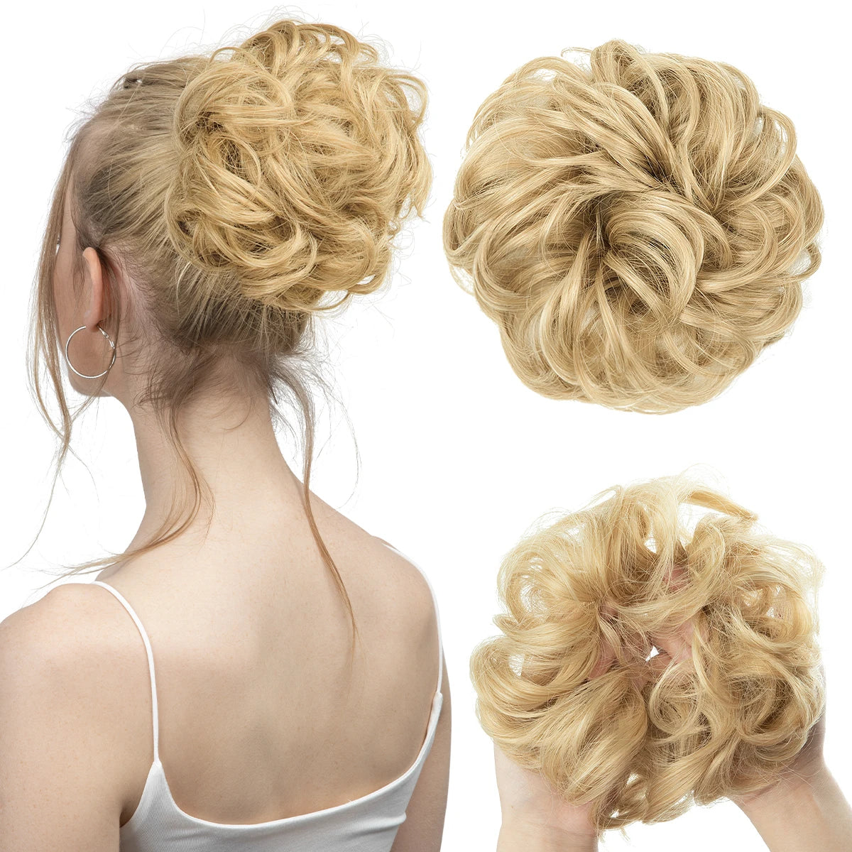 Synthetic Messy Hair Bun Extensions Big Curly Elastic Hair Scrunchies Hairpieces Chignon Donut Updo Hair Pieces for Women