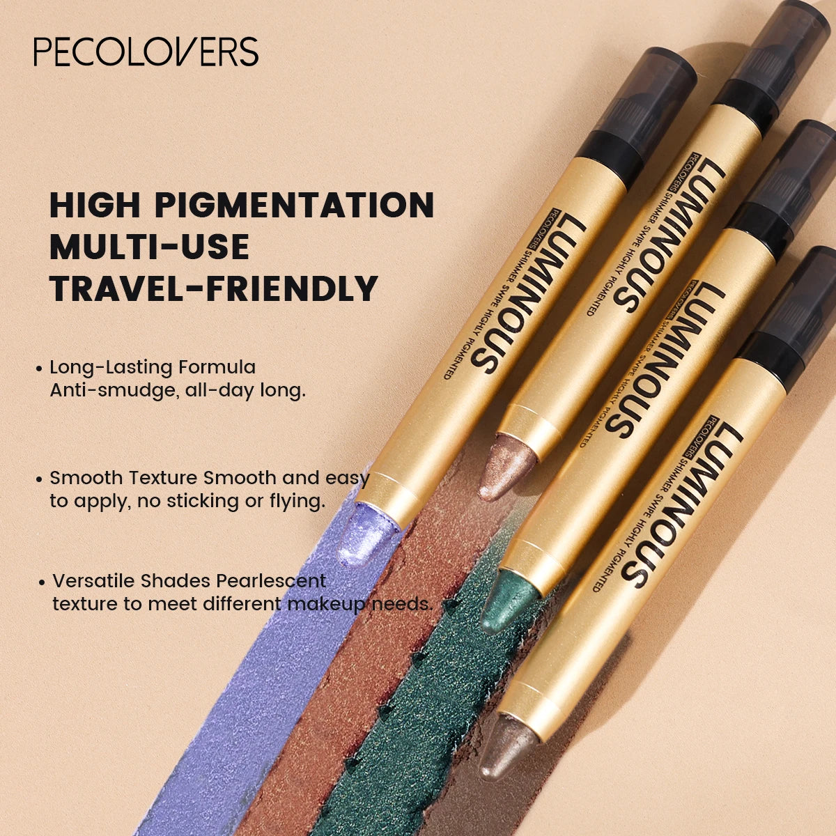 1PC Anti-smudge, Glitter and Matte Finish for Beginners, Vibrant Metallic, Silky, Double Headed Eye Shadow Stick for Bold Look