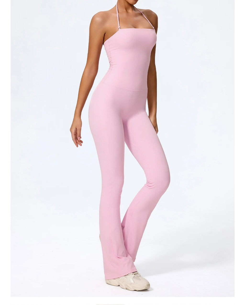New Summer Women Sleeveless Yoga Jumpsuit Female Gym Flared Overalls Neck-hanging Backless Sportswear Sport Outfit For Woman