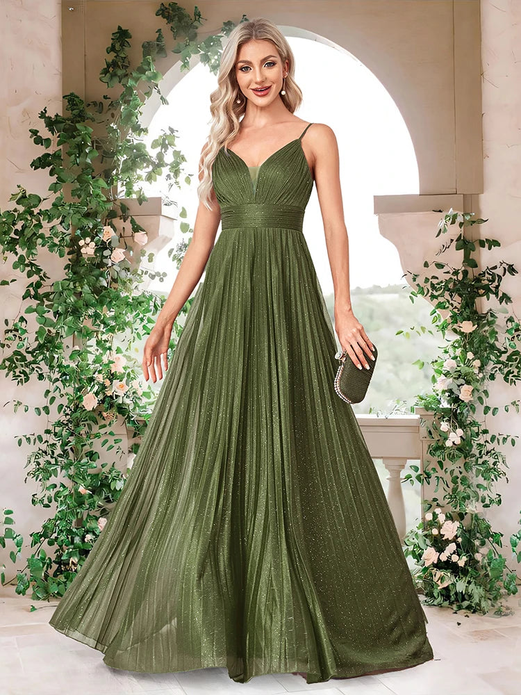 PrettyBirth Elegant A-line Evening Dresses Luxury Floor Lenght Backless Formal Deep V-neck Women Caicktail Wedding Party Gowns