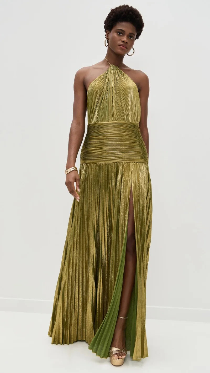 Luxurious Women Corset Party Cocktail Dress Sexy Off Shoulder Halter Folds Slit Guest Celebrity Long Dress Celebrity Prom Gown