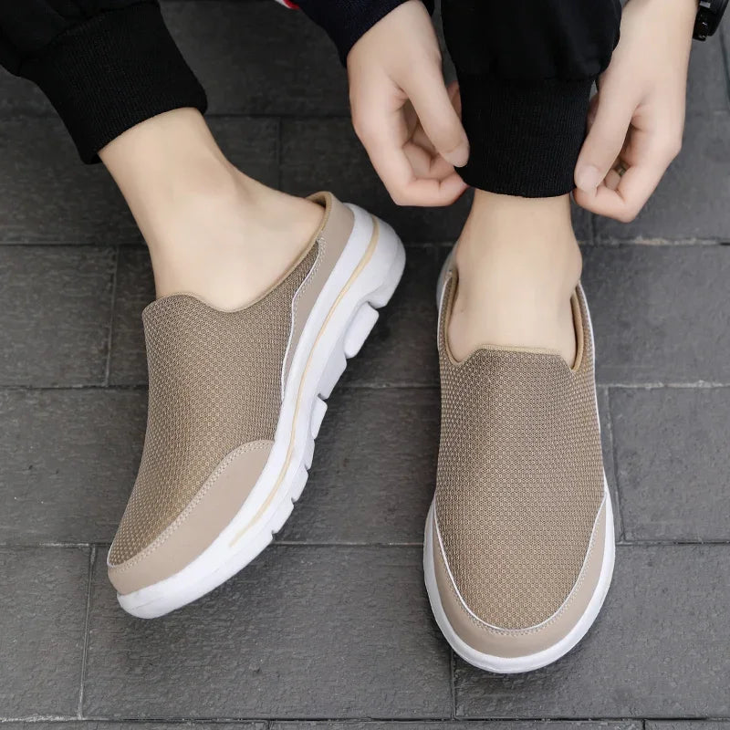 2025 Men Slippers Summer Breathable Home Indoor Slippers Men Thick Bottom Slides Fashion Couple Walking Shoes Plus Size 39-48
