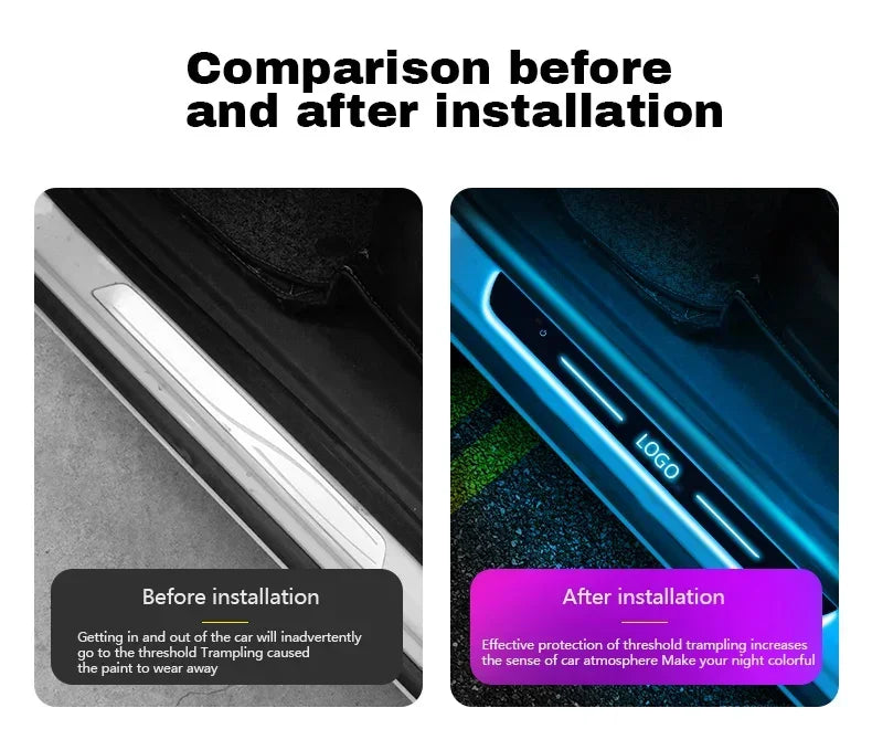 2/4pcs Car Customized Door Illuminated Sill Light Logo Projector Lamp USB Power Moving LED Welcome Pedal Scuff Plate Pedal Light