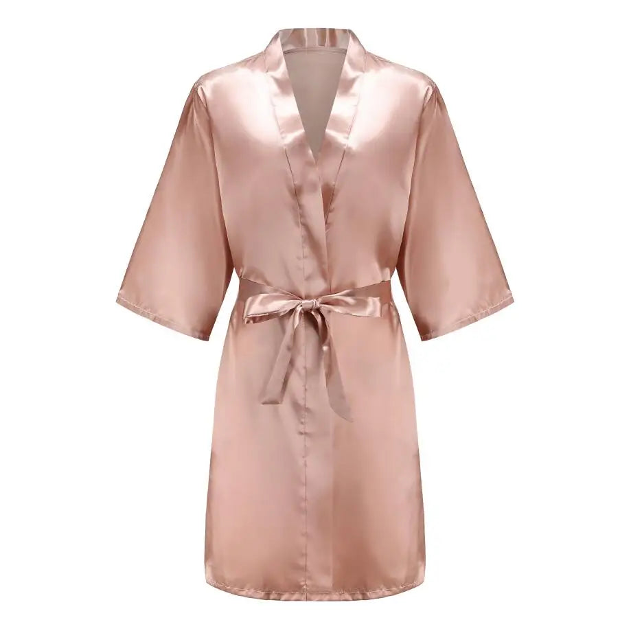 Bride Bridesmaid Wedding Robe Kimono Bathrobe Gown Nightgown Casual Satin Short Women Sexy Nightwear Sleepwear YS1666