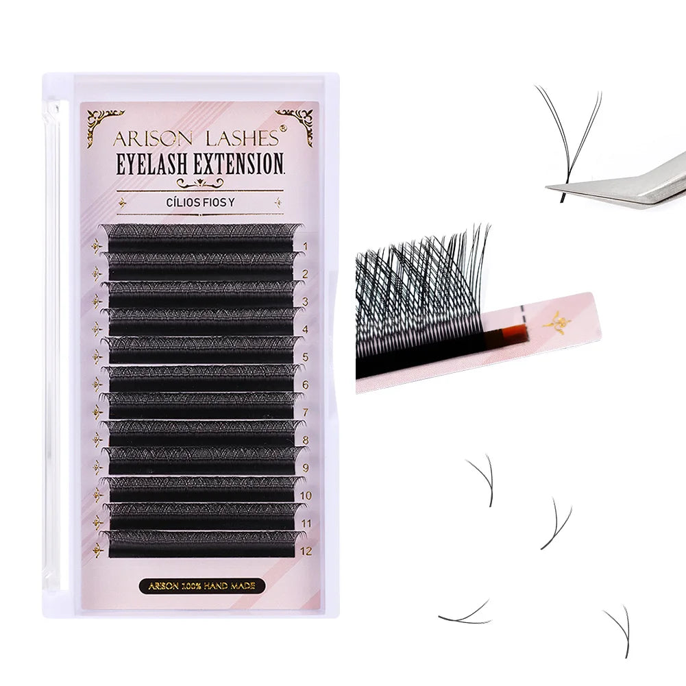 ARISON 3D/4D/5D/6D W-Shape Eyelashes Extension Premade Volume Fans YY-shape Lashes Faux Mink Soft Easy Faning Natural Lash