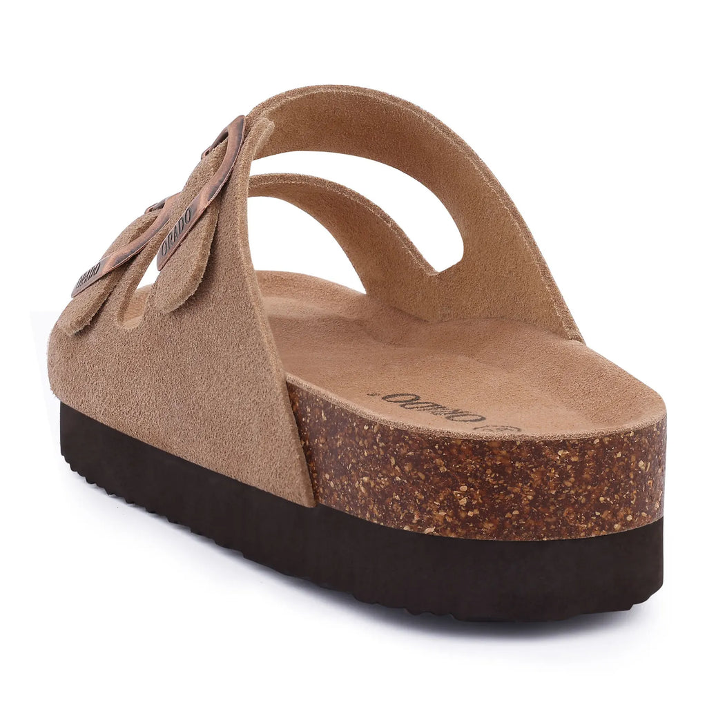 Bebealy Women's Cork Footbed Slide Men Sandal Summer Outdoor Sandals With Adjustable Buckle Beach Sandals Vacation Pool Sandals