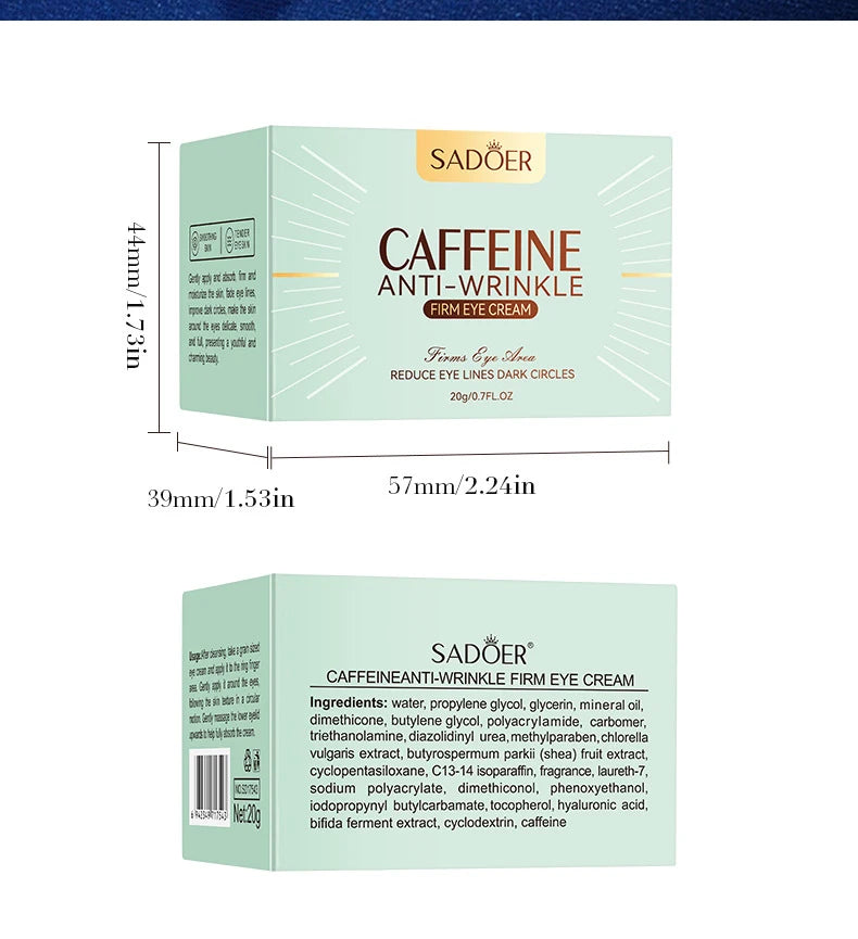 SADOER Caffeine Moisturizing Eye Cream Anti Dark Circles Eyes Bags Remover Firming Eye Creams Beauty Korea Skin Care