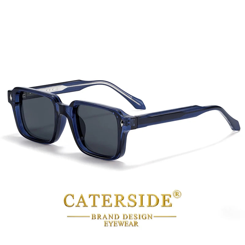 CATERSIDE Vintage Men's Square Sunglasses Brand Design Temple Tips Sun Glasses Women's Outdoor Travel Party Eyeglass UV400