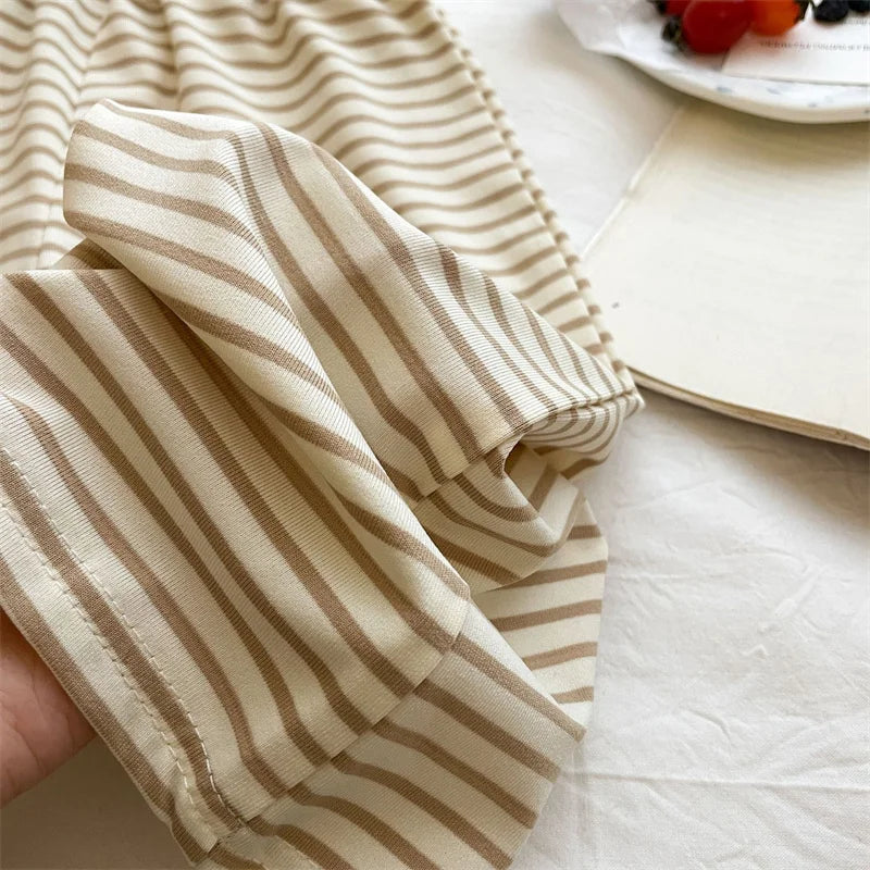 Girls Suit Summer Short-sleeved T-shirt With Stripes Shawls+Pants 2Pcs Outfits Kids Casual Clothes Children's Fashion Sets 1-12Y
