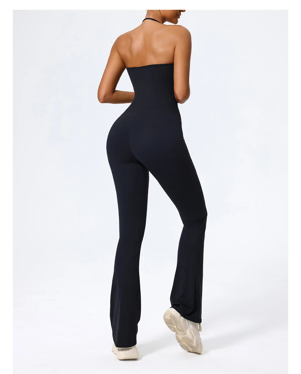 New Summer Women Sleeveless Yoga Jumpsuit Female Gym Flared Overalls Neck-hanging Backless Sportswear Sport Outfit For Woman
