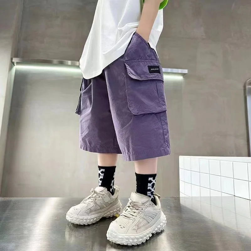 3-14 Years New Fashion Summer Boys Shorts Cotton Big Pocket Half Trousers For Kids Children Outdoor Sport Pants