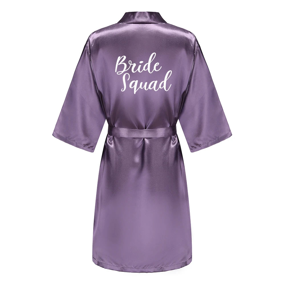 New Bathrobe Bride Satin-Silk Robe Women Bridal Party Sister Team Mother Shower Gift Bridesmaid Wedding Short Robes YE7883