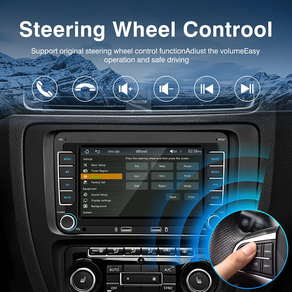 7" 2 Din HD Car Media Video RDS Airplay Car Radio CarPlay Android Auto Stereo Audio For Volkswagen/Seat/Skoda/Passat/Golf/Polo