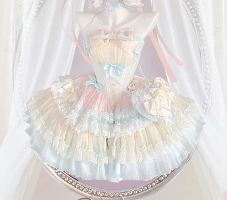 New Girls Birthday Lolita Dress 2026 Spring and Summer Women's Tube Top Satin Bowknot Slim Pettiskirt Short Mini Party Dress