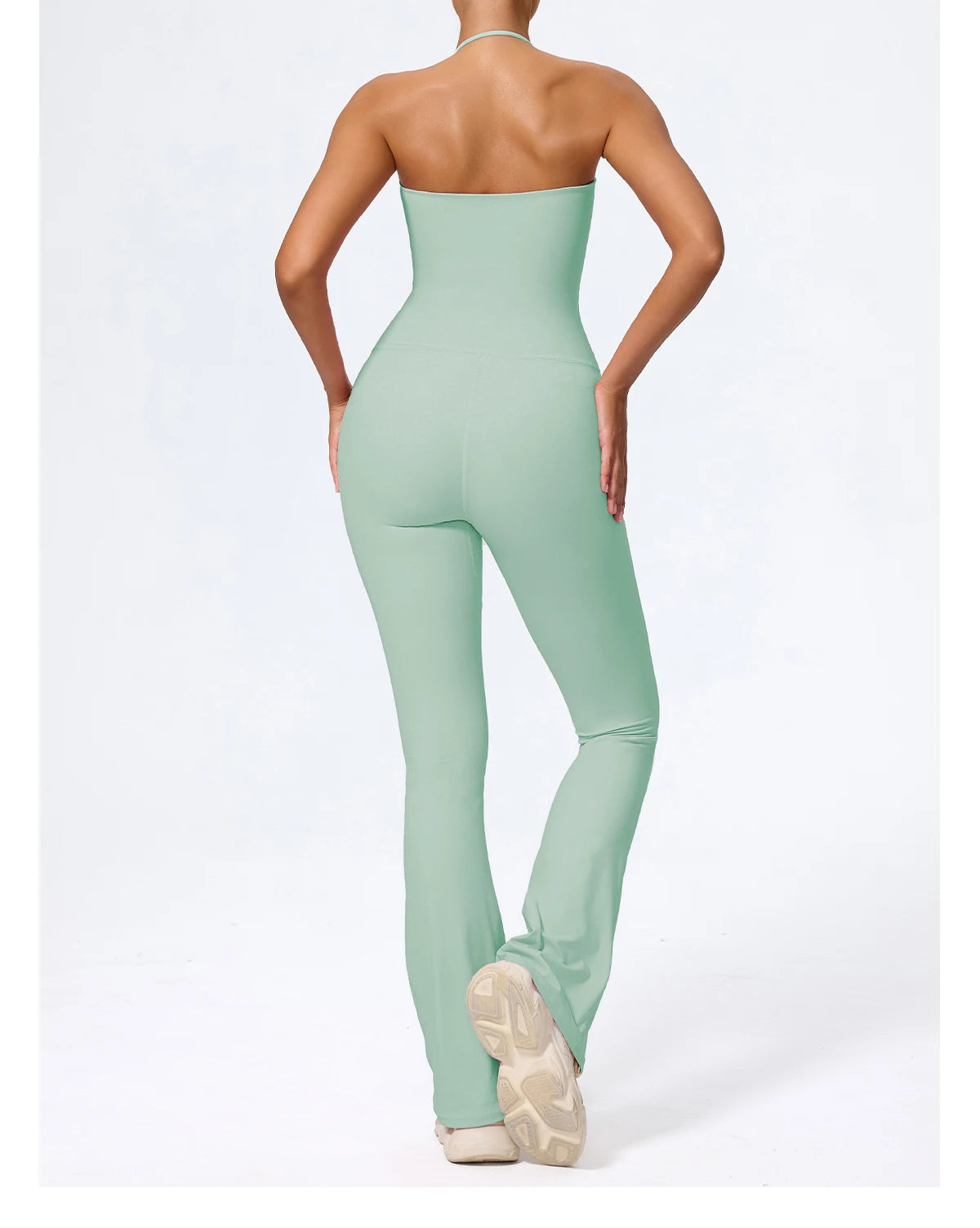 New Summer Women Sleeveless Yoga Jumpsuit Female Gym Flared Overalls Neck-hanging Backless Sportswear Sport Outfit For Woman
