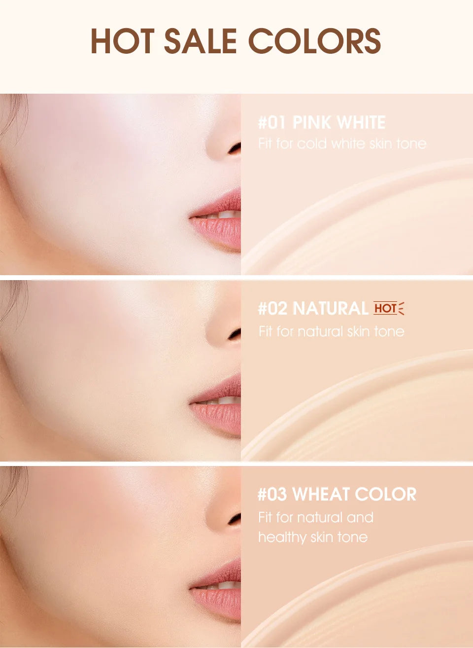O.TWO.O Cushion Foundation 3 Colors Air Cushion BB Cream Full Coverage Breatheable Concealer Waterproof Face Foundation