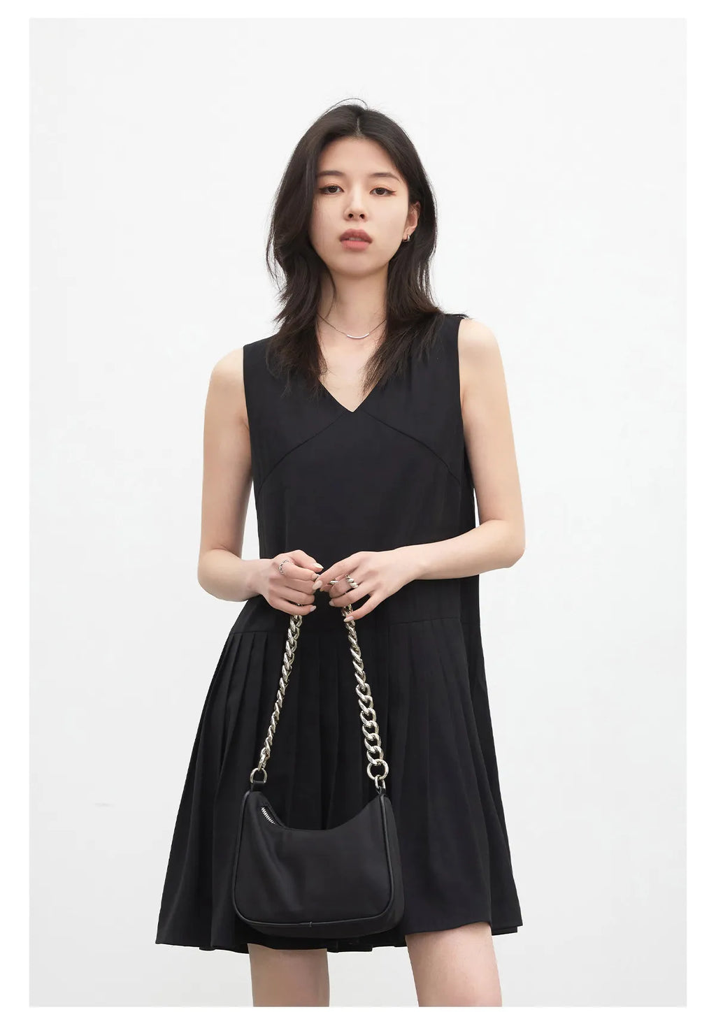 CHIC VEN Fashion Women Dresses Solid A Line Loose Casual V-neck Sleeveless Female Dress Mid-length Spring Summer 2026