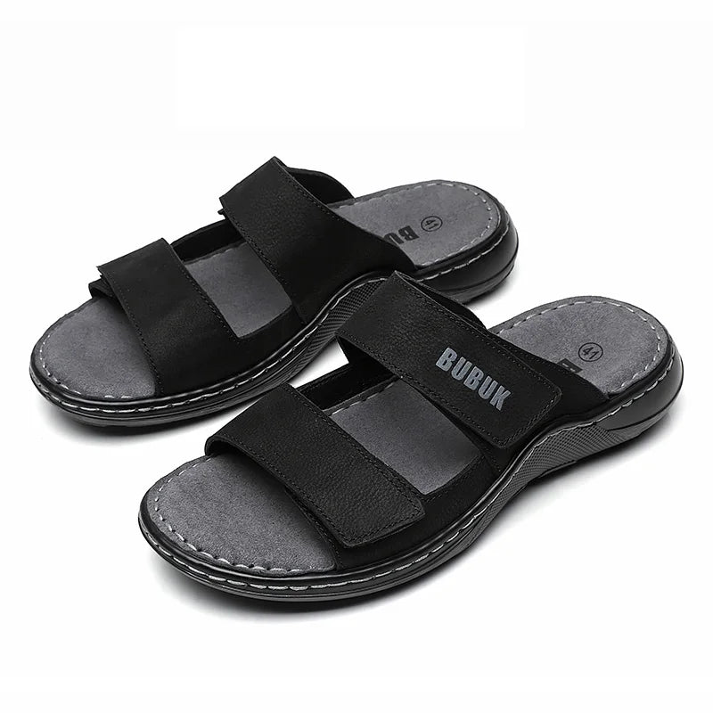 First-Layer Cowhide New Men's Casual Slippers Non-Slip Summer Beach Sandals Suitable for Outdoor Leisure Sports Beach
