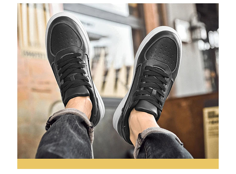 New Invisible Height-increasing Shoes for Men, 6CM-8CM-10CM Sports Shoes,White Leather Sports Shoes for Men,Enlarged Sizes 36-46