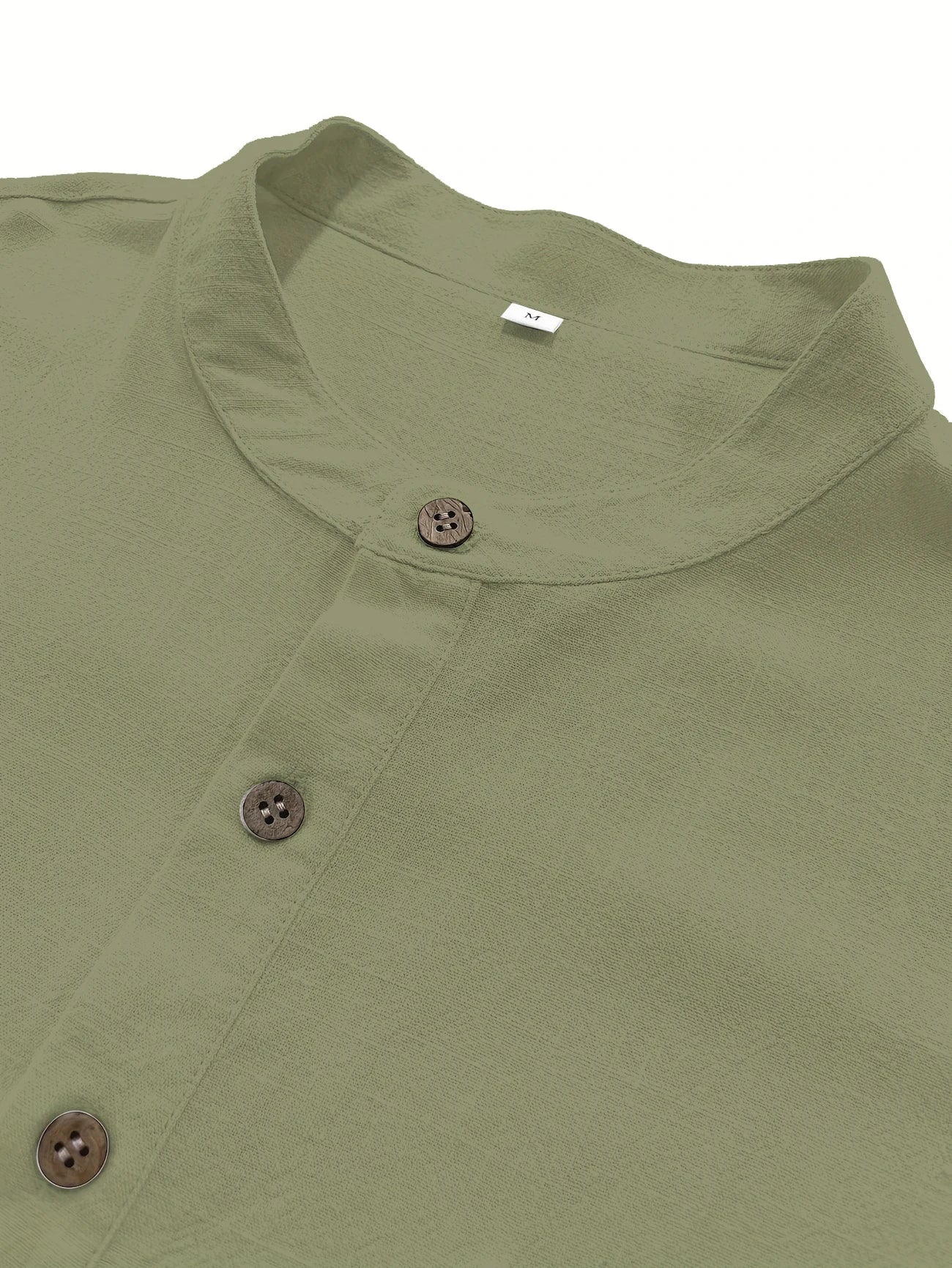 High Quality Men's Breathable Cotton Linen Short Sleeve Henley Shirt Casual Loose Fit Solid Color Tee with Chest Pocket