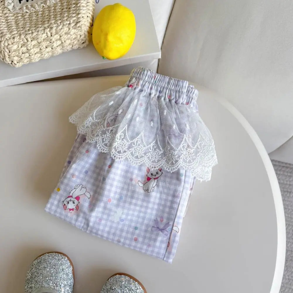 Korean Version New 2026 Summer  Children's and Girl's Clothing 2-7 Years Old  Fashion Versatile Lace Pants