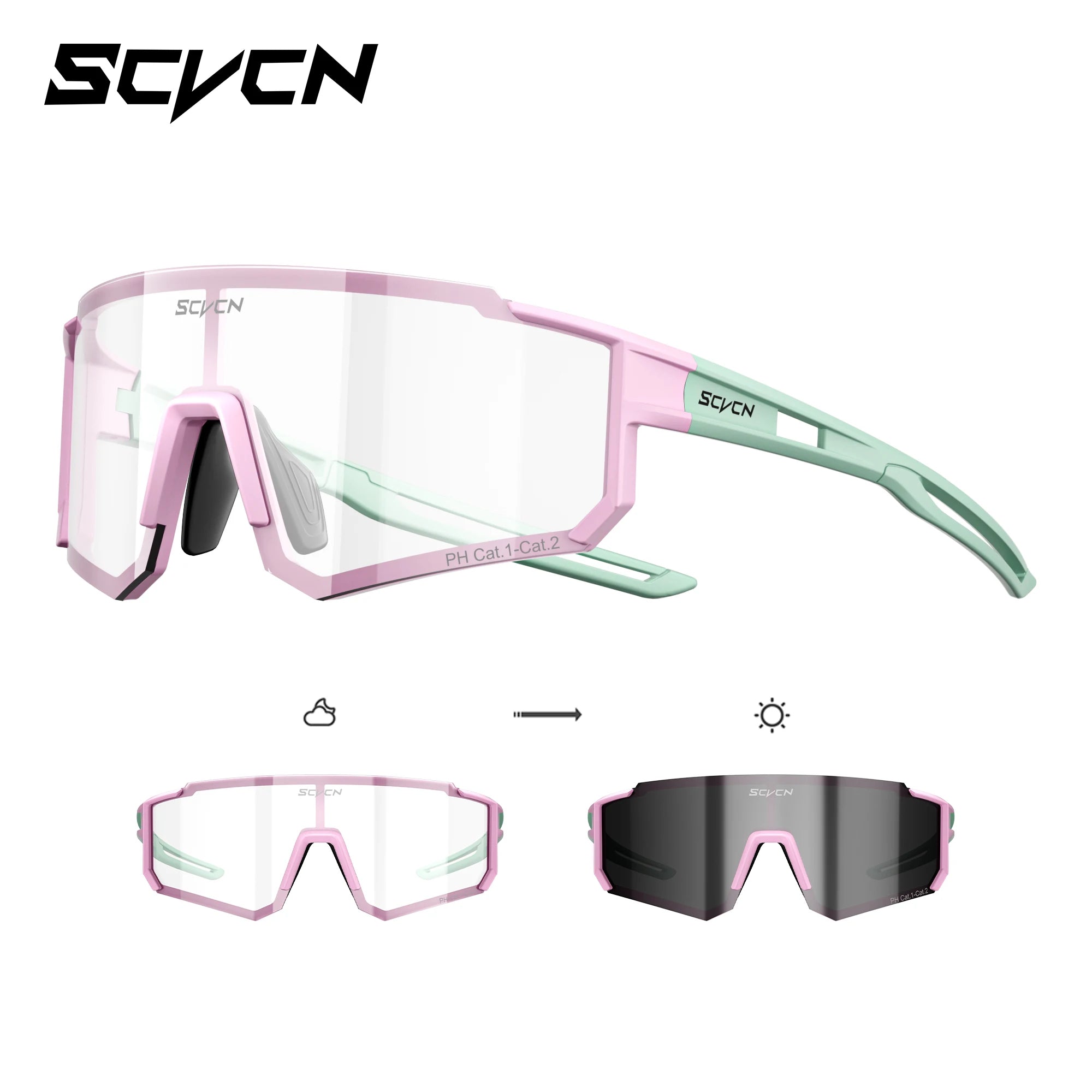SCVCN Photochromic Hiking Eyewear Cycling Glasses Sports Sunglasses for Women Outdoor Road  MTB Bike Glasses UV400 Men Windproof