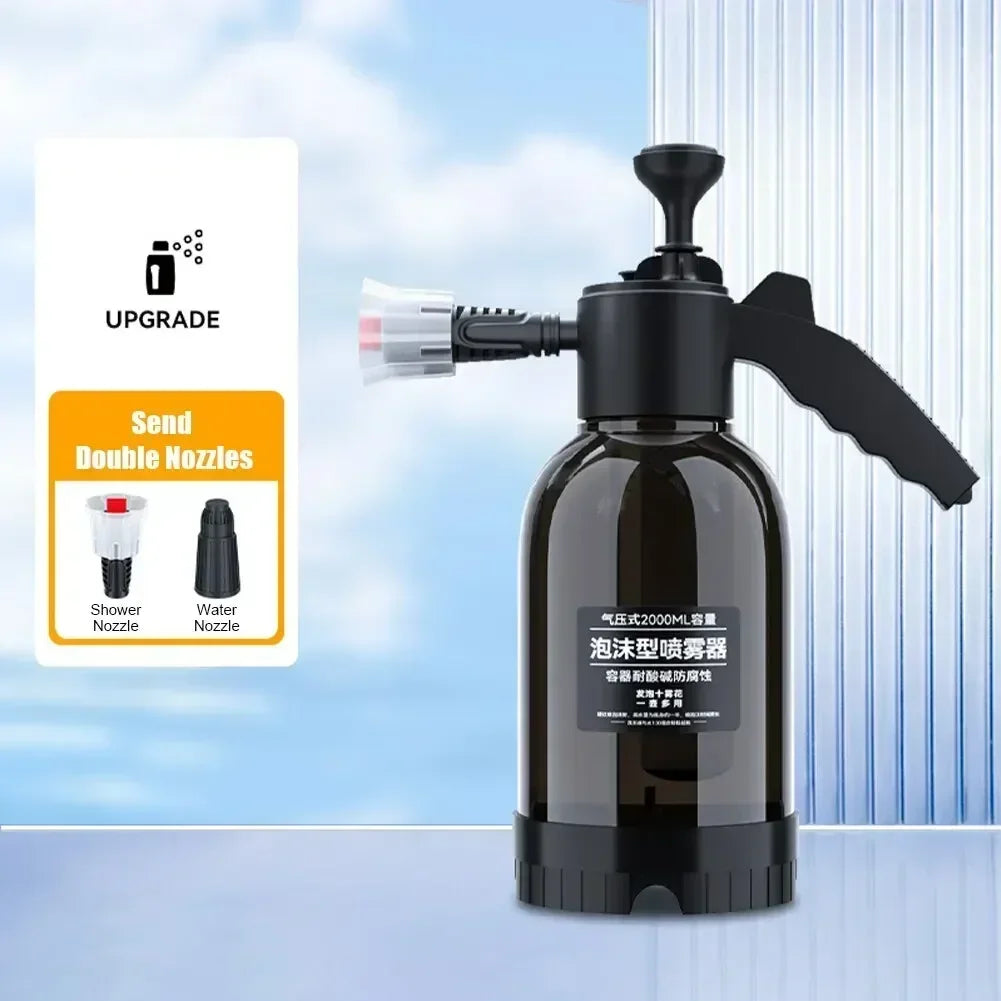 2L Hand Pump Foam Sprayer Snow Foam Gun Nozzle With Pressure Relief Valve Car Wash Spray Bottle Window Cleaning Tools
