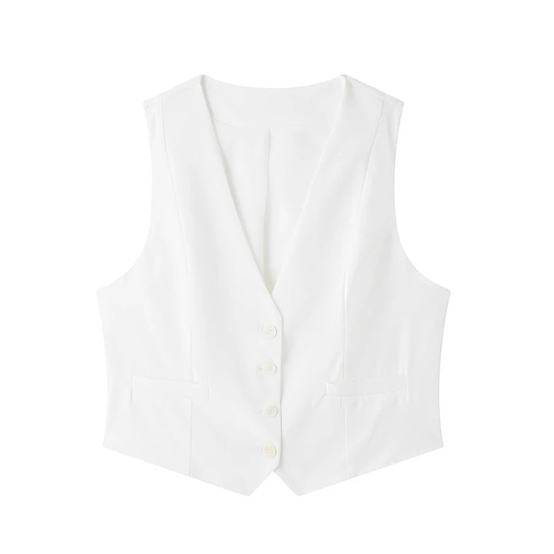 Willshela Women Fashion Solid Single Breasted Waistcoats Vest Vintage Sleeveless Jackets Female Chic Lady Tank Tops